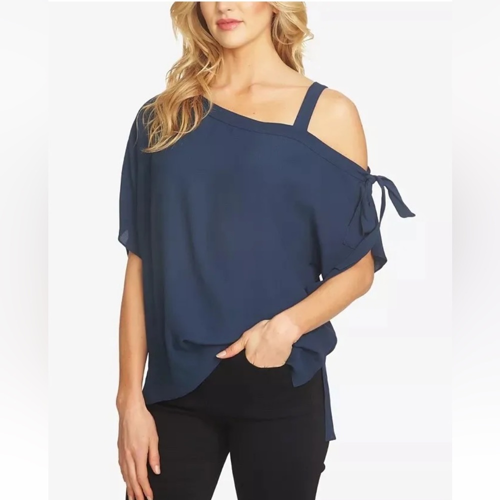 1. State Womens The Artist Cold One Shoulder Blouse Top Blue Small